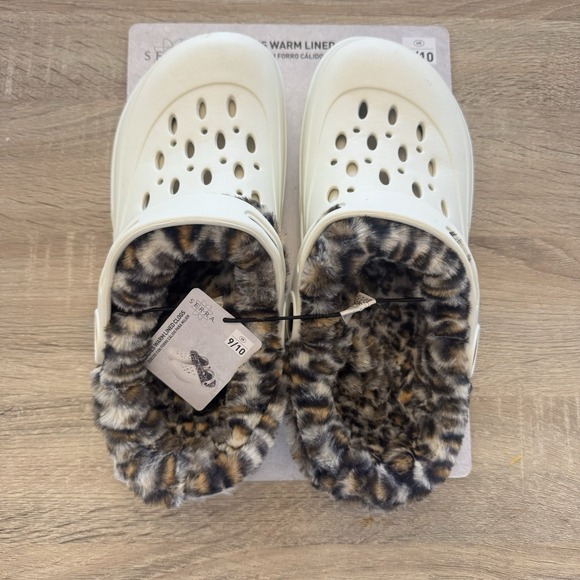 Serra Shoes - Serra Ladies Warm Lined Clogs – Leopard Faux Fur – Size 9/10 – NEW
